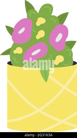 Flowering bush in pottery vase semi flat color vector object Stock Vector