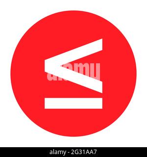 Less than or equal to mathematics symbol, education maths icon, web element vector illustration design, finance sign . Stock Vector