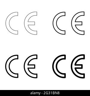 Set of CE mark symbol for conformite europeenne, clean label product, information vector illustration sign . Stock Vector