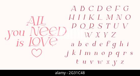 Modern sans serif elegance font. Classic minimal high contrast wedding font. Uppercase only. Vector illustration. Stock Vector