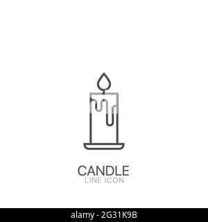 Wax Candle vector icon. Candle flat sign design. Candle with flame symbol pictogram. Outline vector icon. Line sign. Editable stroke Stock Vector