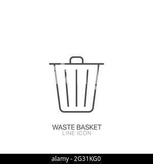 Trash bin hand drawn outline doodle icon. Vector sketch illustration for print, web, mobile and infographics. Outline vector icon. Line sign. Editable Stock Vector