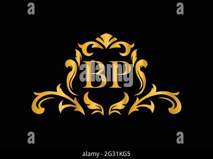 Luxury Alphabet letters BP. Golden Floral alphabet . Monogram initials perfectly for wedding invitations, greeting card, logo, and other design. Stock Vector