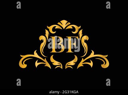Luxury Alphabet letters BF. Golden Floral alphabet . Monogram initials perfectly for wedding invitations, greeting card, logo, and other design. Stock Vector
