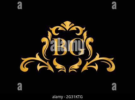 Luxury Alphabet letters BG. Golden Floral alphabet . Monogram initials perfectly for wedding invitations, greeting card, logo, and other design. Stock Vector