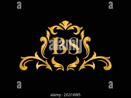 Luxury Alphabet letters BS. Golden Floral alphabet . Monogram initials perfectly for wedding invitations, greeting card, logo, and other design. Stock Vector