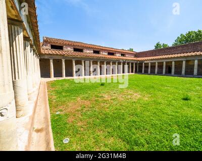 Peristyle (open courtyard or garden surrounded by a colonnade) - Oplontis known as Villa Poppaea in Torre Annunziata - Naples, Italy Stock Photo