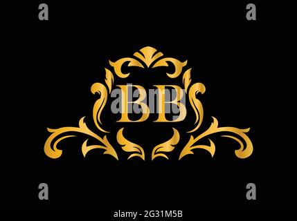 Luxury Alphabet letters BB. Golden Floral alphabet . Monogram initials perfectly for wedding invitations, greeting card, logo, and other design. Stock Vector