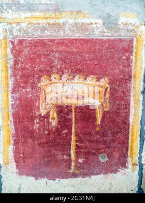 Fresco decorated wall in the fourth style - Villa Arianna, Stabiae  - Napoli, Italy Stock Photo