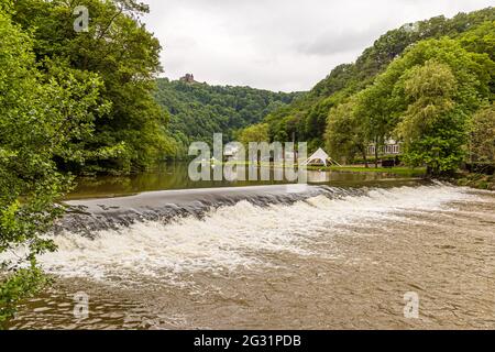 Bourscheid Castle on the Sûre River in Lipperscheid, Luxembourg Stock Photo