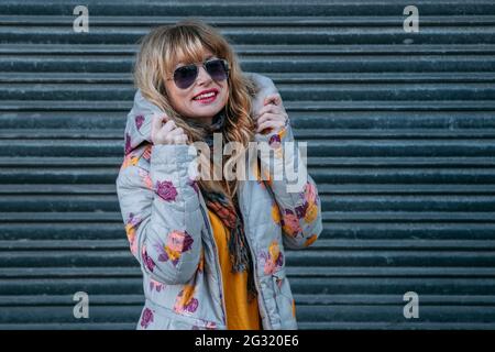 middle-aged adult woman on the street outdoors Stock Photo