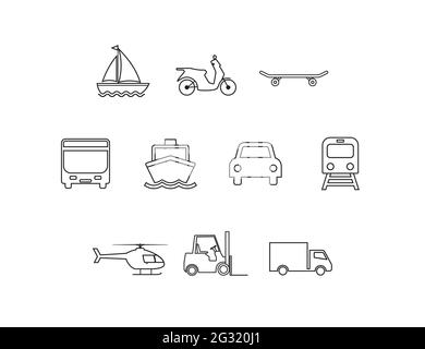 Vector illustration. Transport icons set Stock Vector