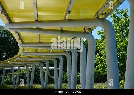 The Campeon (a portmanteau of Campus and Infineon - INTEL) is an office complex embedded in a large public landscape park with water areas. Stock Photo