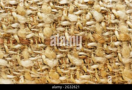 Close-up image of strands in burlap-like fabric Stock Photo