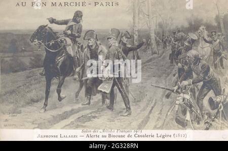 alerte au bivouac de cavalerie légère en 1812 Stock Photo