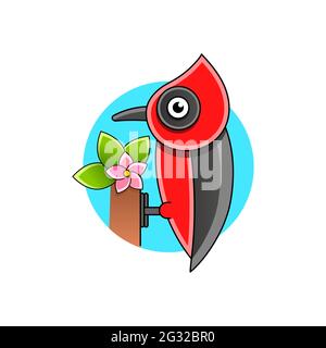 Woodpecker print stock illustration on a white background. For design, decoration Stock Vector