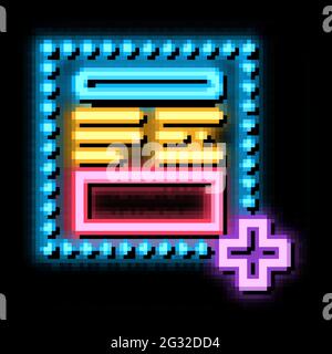 add new article on web site neon glow icon illustration Stock Vector