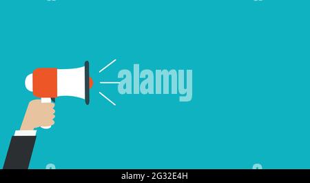 Loud megaphone message template with blank empty bubble speech Stock Vector