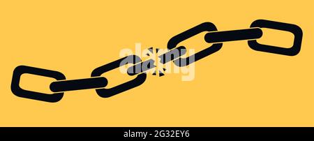 Broken chain, great design for any purposes. Isolated on yellow vector. Stock Vector