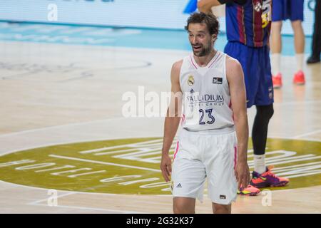 Madrid, Spain. 13th June, 2021. during FC Barccelona victory over Real Madrid (75 - 89) in Liga Endesa finals series (game 1) celebrated in Madrid (Spain) at Wizink Center. June 13th 2021. (Photo by Juan Carlos García Mate/Pacific Press) Credit: Pacific Press Media Production Corp./Alamy Live News Stock Photo