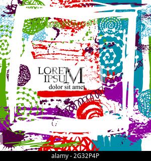 Abstract background for text. With handmade items. Abstract frame made of brush strokes. Vector illustration Stock Vector