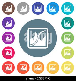 Adjust image curves flat white icons on round color backgrounds. 17 background color variations are included. Stock Vector