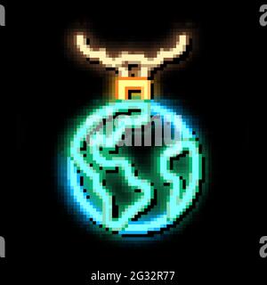 planet pollution neon glow icon illustration Stock Vector