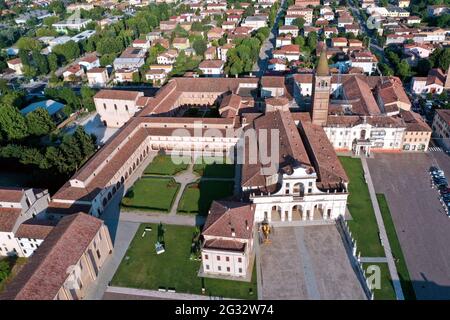 Aerial view of Abbey of Polirone in San Benedetto Po, Mantua, Italy Stock Photo