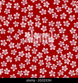 Seamless pattern with blossoming Japanese cherry sakura for fabric, packaging, wallpaper, textile decor, design, invitations, print, gift wrap, manufa Stock Photo