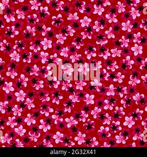 Seamless pattern with blossoming Japanese cherry sakura for fabric,packaging,wallpaper,textile decor,design, invitations,print,gift wrap,manufacturing Stock Photo