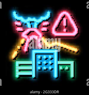 volcanic eruption neon glow icon illustration Stock Vector
