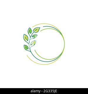 circle leaves plant nature ecology logo icon, circle tree ecology logo symbol vector design Stock Vector