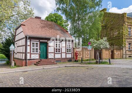 Berlin, Germany - Mai 23, 2021: The street Kolk located on the former island Behnitz, one of the oldest settlement areas of the district Spandau with Stock Photo