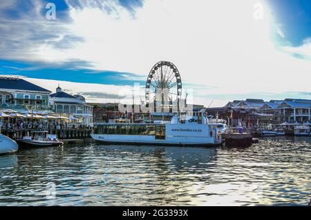 V&A ( Victoria and Alfred ) waterfront harbor with cape giant wheel in cape town South Africa Stock Photo