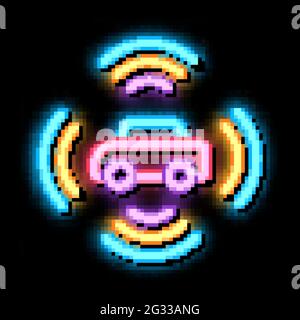 car signalization neon glow icon illustration Stock Vector