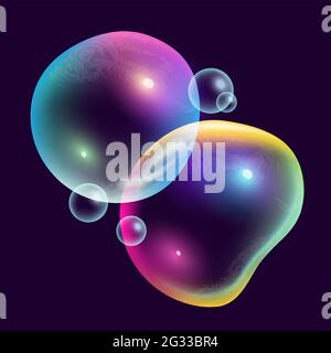 Creative realistic floating rainbow bubbles. Vector illustration Stock Vector