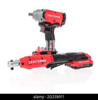 Winneconne, WI - 10 June 2021:  A package of Craftsman impact wrench 1/2 inche and impact socket on an isolated background Stock Photo