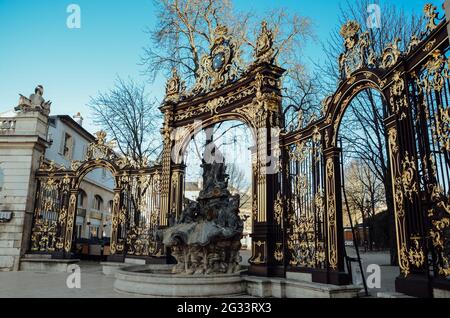 Beautiful view of Fountain of Amphitrite in Nancy, France Stock Photo