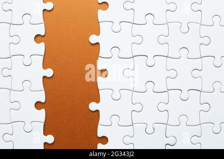Set of white puzzle pieces and red blank copy space Stock Photo