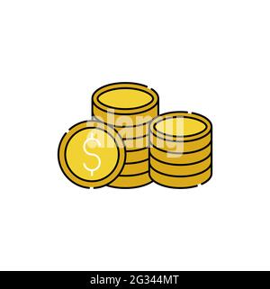 Coin icon Vector Illustration. Dollar Money Coin icon vector design concept for Payment, Finance, Currency and Trading Business. Money Coins vector ic Stock Vector