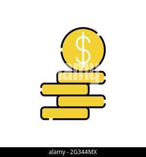 Coin icon Vector Illustration. Dollar Money Coin icon vector design concept for Payment, Finance, Currency and Trading Business. Money Coins vector ic Stock Vector