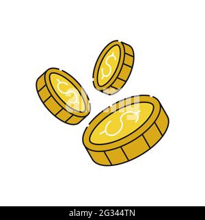 Coin icon Vector Illustration. Dollar Money Coin icon vector design concept for Payment, Finance, Currency and Trading Business. Money Coins vector ic Stock Vector
