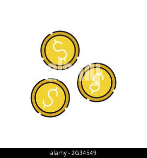 Coin icon Vector Illustration. Dollar Money Coin icon vector design concept for Payment, Finance, Currency and Trading Business. Money Coins vector ic Stock Vector