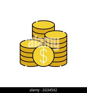 Coin icon Vector Illustration. Dollar Money Coin icon vector design concept for Payment, Finance, Currency and Trading Business. Money Coins vector ic Stock Vector