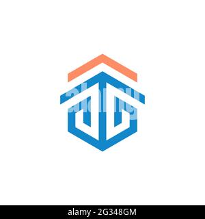 letter G arrow house logo icon, abstract real estate blue home logo symbol icon vector design Stock Vector