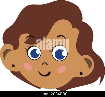 Blushing Face. Cute and Adorable Kid dressed as Doctor. Cute Face with Innocent Expressions and Brown Hair looking Happy. Smiling Face. Happy Face. Stock Vector