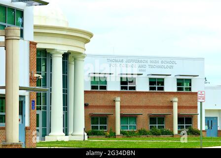 Thomas Jefferson High School for Science and Technology is the #1 ranked public high school in the United States located in Fairfax County, Virginia. Stock Photo