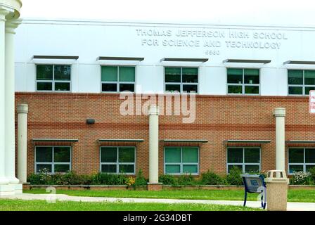 Thomas Jefferson High School for Science and Technology is the #1 ranked public high school in the United States located in Fairfax County, Virginia. Stock Photo