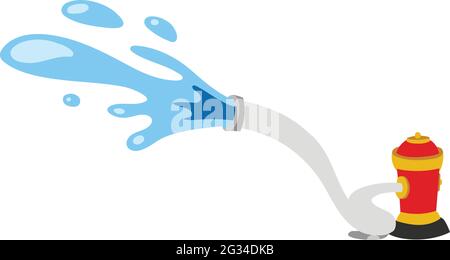 Fire Hydrant Vector throwing water Isolated on White Background. Children Book Illustration Graphics. Fire Fighting Tools & Equipment Vector Graphics Stock Vector