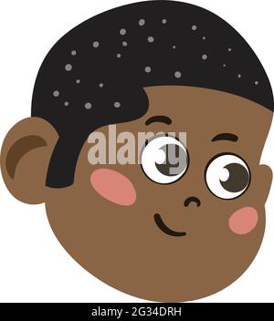 Cute and Adorable African American Kid. Cute Face with Innocent Expressions looking Happy. Smiling Face. Happy Face. Boy Face. Stock Vector